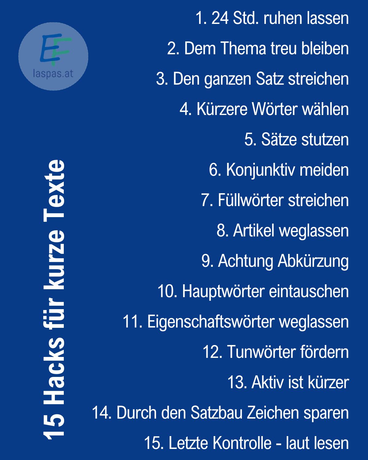 Infografik "15 Hacks für kurze Texte"